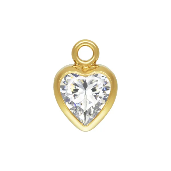 Ciondolo cuore incastonato 4x6mm - ossido di zirconio & Gold Filled x 1pc