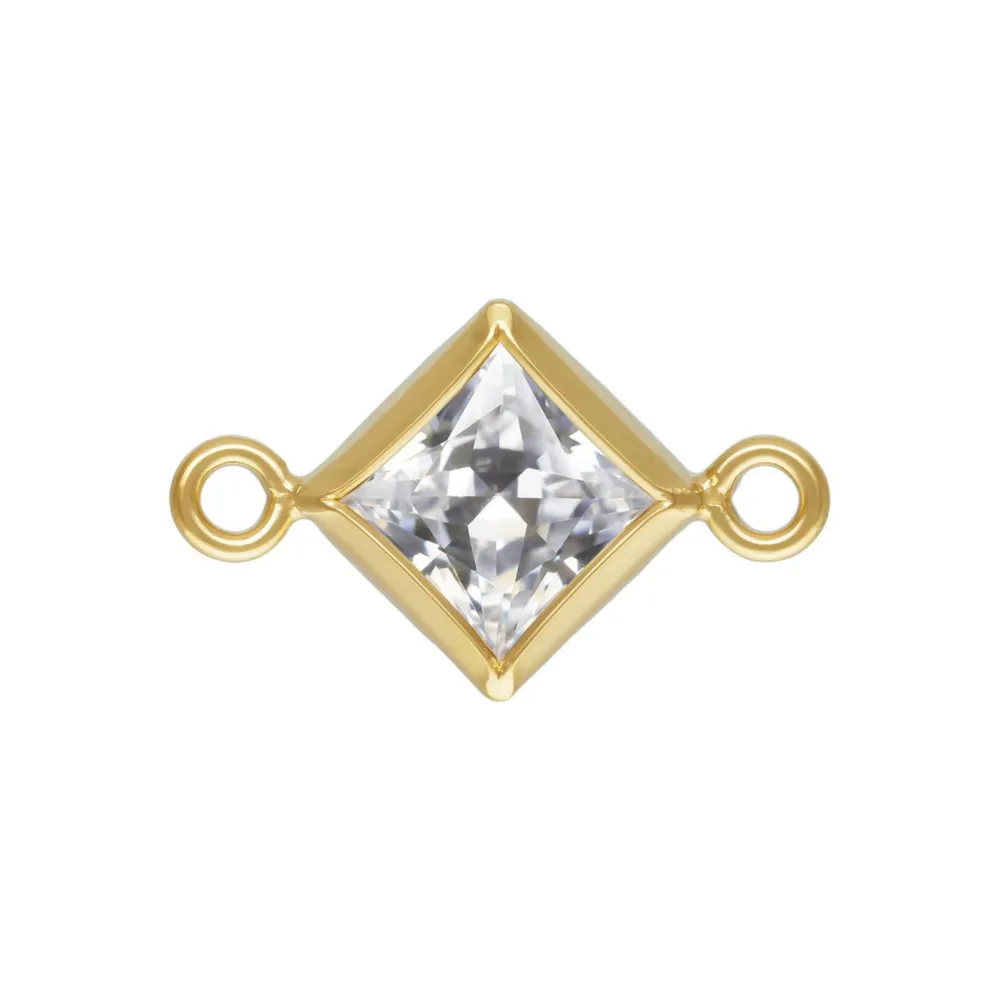 Square bezel insert 6x10mm - zirconium oxide & Gold Filled x 1pc