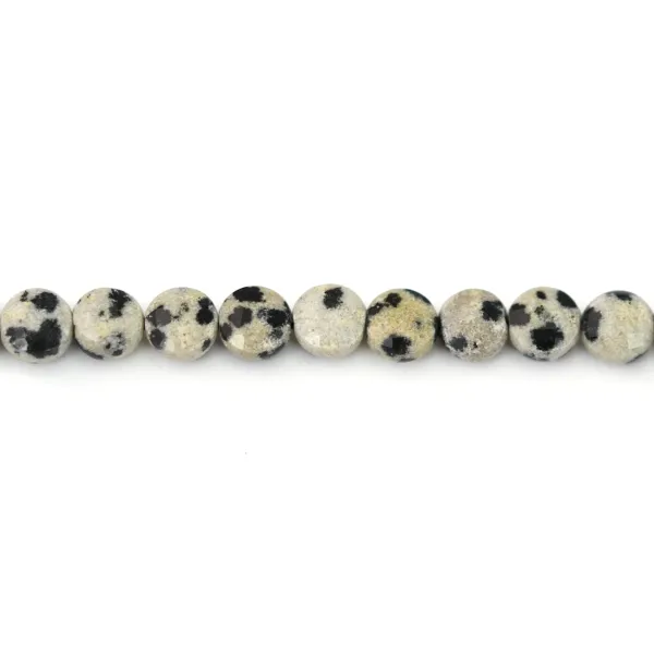 Jaspe Dálmata redondo plano facetado 4mm x 6pcs