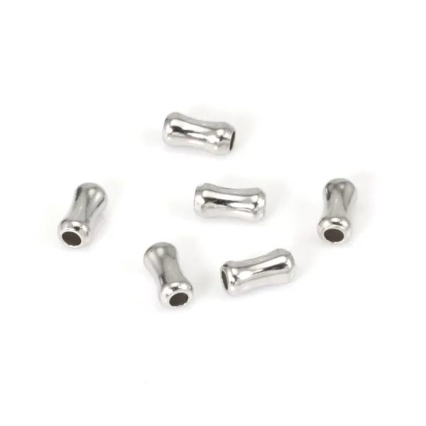 Bamboo tube bead 3x6mm - Rhodium-plated 925 silver x 6pcs
