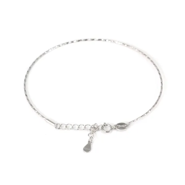 Adjustable screw-in bracelet 0.9mm with clasp and extension - Sparkle - Rhodium-plated 925 silver x 1pc