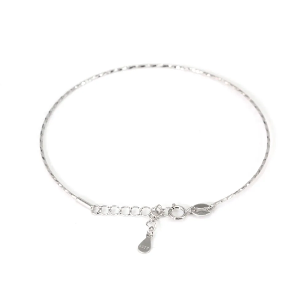 Pulseira ajustável 0.9mm de rosca com fecho e extensão - Sparkle - Prata 925 rodiada x 1pc