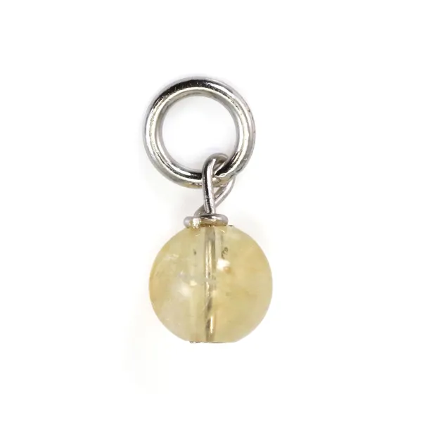 Breloque Citrine rond 4mm - Argent 925 rhodié x 1pc