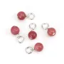 Pingente de Rodonite redondo 4mm - Prata 925 rodiada x 1pc