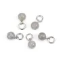 Pingente Labradorite redondo 4mm - Prata 925 rodiada x 1pc