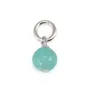 Peruvian Amazonite Charm round 4mm - Rhodium-plated 925 Silver x 1pc