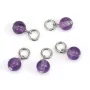 Pingente Ametista redondo 4mm - Prata 925 rodiada x 1pc