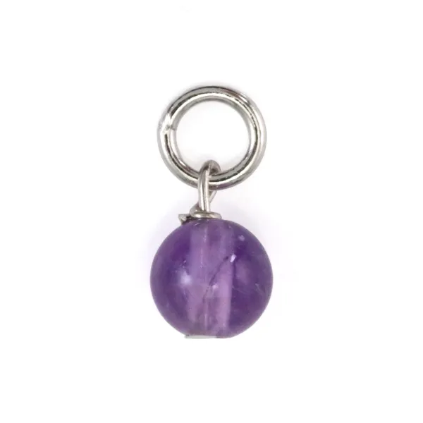 Runder Amethyst-Anhänger 4mm - Rhodiniertes 925er Silber x 1 Stk.