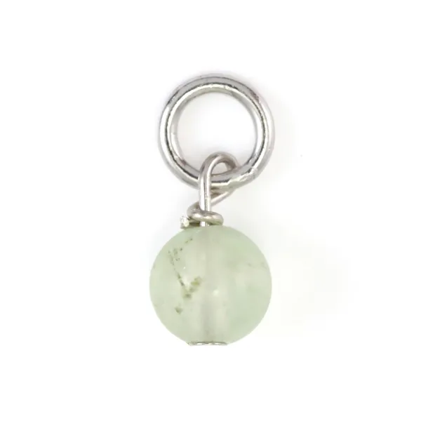 Breloque Prehnite rond 4mm - Argent 925 rhodié x 1pc