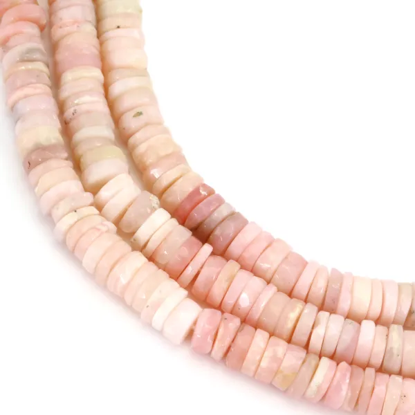 Rondelle heishi facetada de ópalo rosa 7-8mm x 40cm