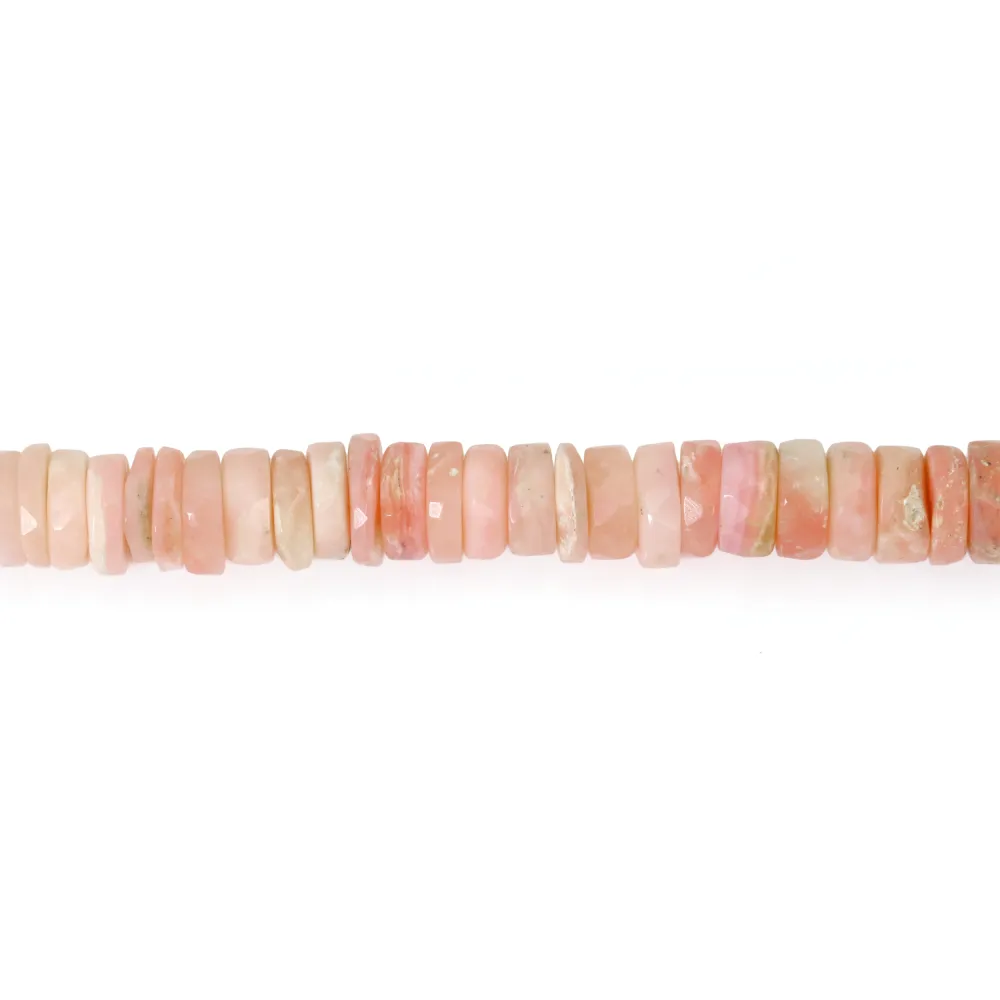 Faceted pink opal heishi rondelle 7-8mm x 40cm