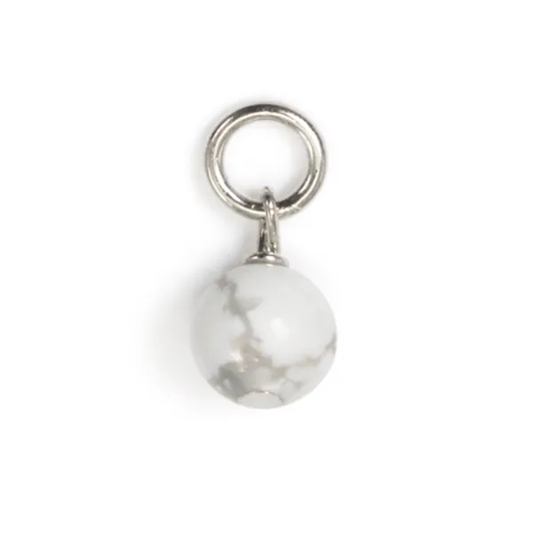 Breloque Howlite rond 4mm - Argent 925 rhodié x 1pc