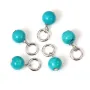 Round turquoise dyed Howlite charm 4mm - Rhodium-plated 925 Silver x 1pc