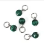 Pingente de Malaquita redondo 4mm - Prata 925 rodiada x 1pc