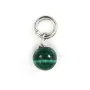 Round Malachite Charm 4mm - Rhodium-plated Silver 925 x 1pc