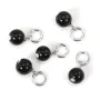 Pingente Obsidiana redondo 4mm - Prata 925 rodiada x 1pc