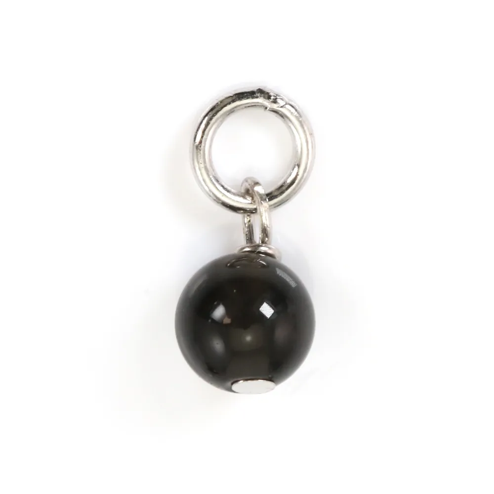 Obsidian Anhänger rund 4mm - Rhodiniertes Silber 925 x 1 Stk.