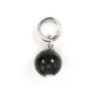 Charm in ossidiana rotonda 4mm - Argento 925 rodiato x 1pz