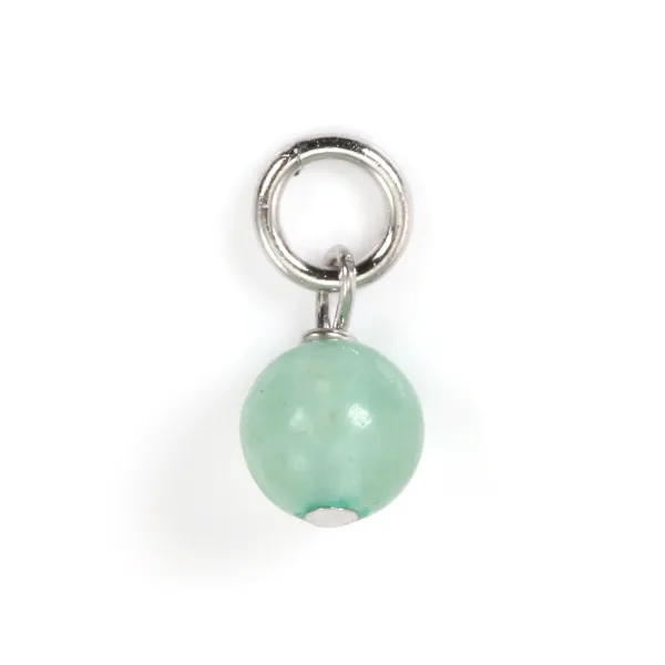 Round Aventurine Charm 4mm - Rhodium-plated 925 Silver x 1pc