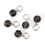 Breloque Quartz fumé rond 4mm - Argent 925 rhodié x 1pc