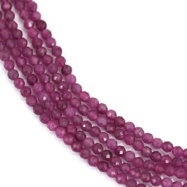 Heated round faceted ruby 3mm x 39cm