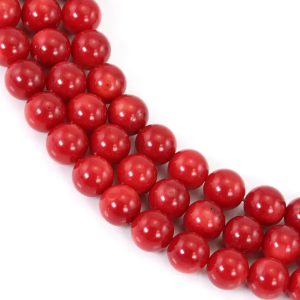 Bambou de mer, teinte rouge, ronde, 8mm x 38cm