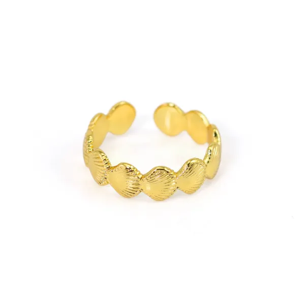 Bague réglable coquillage - Acier inox 304 doré x 1pc