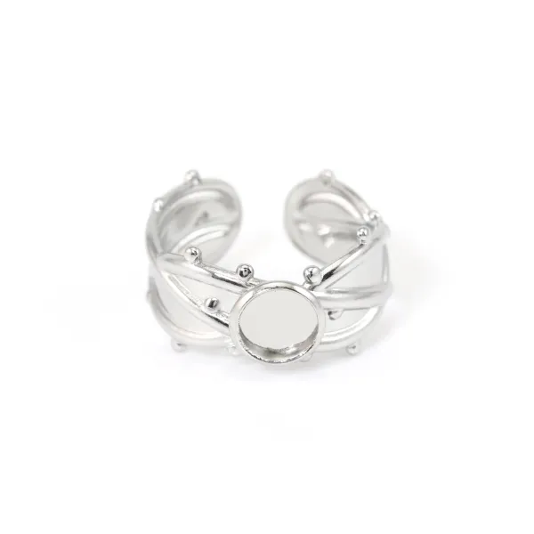 Adjustable thorny vine ring for 6mm cabochon - Stainless steel 304 x 1pc