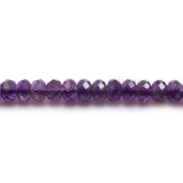Amatista, disco facetado, 4x6mm x 39cm