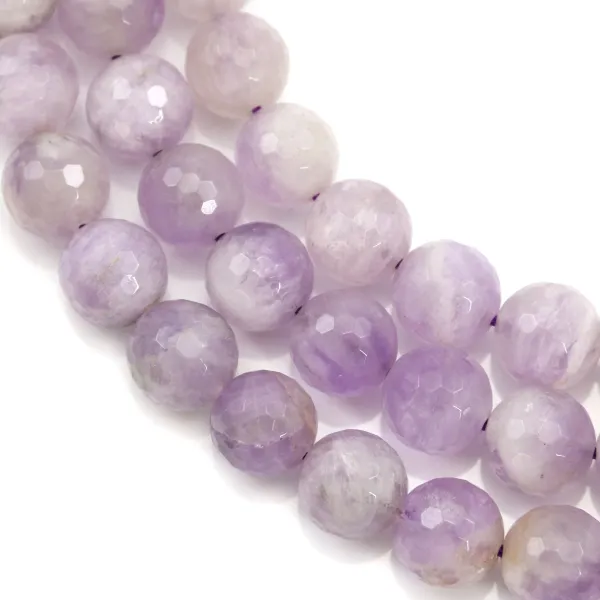 Violet round faceted jade 8mm x 39cm