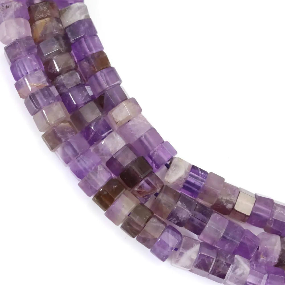Hexagonal faceted amethyst rondelle 3x6mm x 38cm
