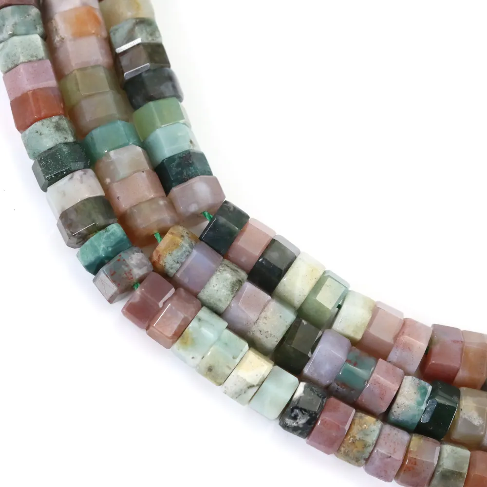 Agate indienne rondelle hexagonale facetté 3x6mm x 38cm