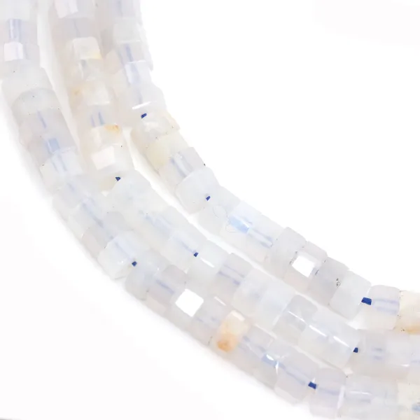 Blue rose quartz faceted hexagonal rondelle 3x6mm x 38cm