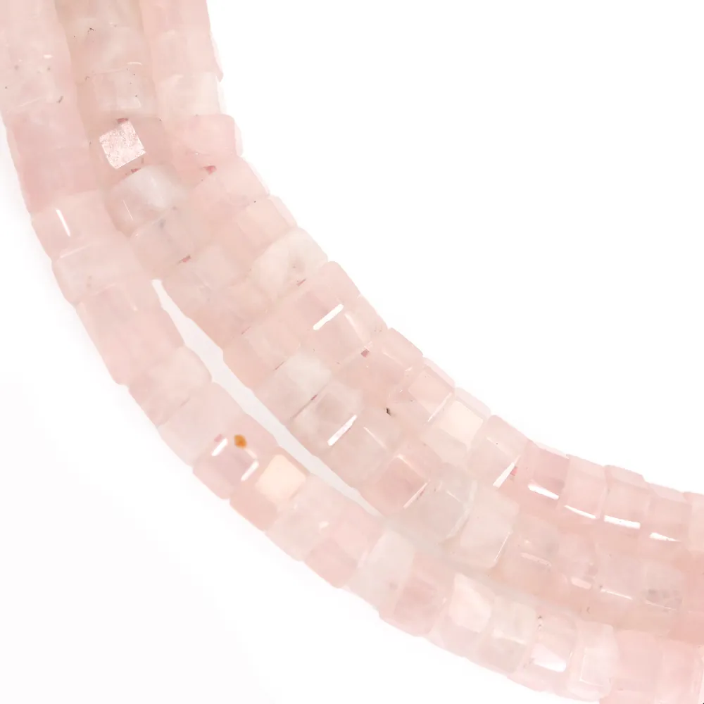 Cuarzo rosa rondela hexagonal facetado 3x6mm x 38cm