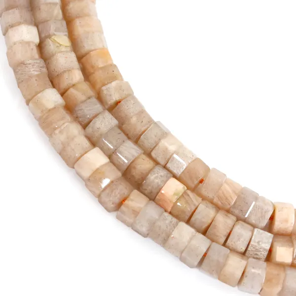 Orange moonstone hexagonal faceted rondelle 3x6mm x 38cm