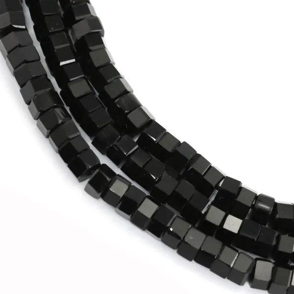 Obsidiana rondela hexagonal facetada 3x6mm x 38cm