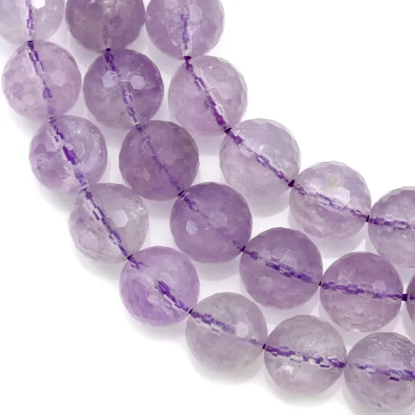 Heller Amethyst, rund facettiert, 13.5-14mm x 40cm
