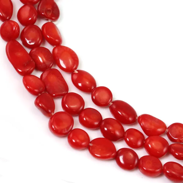 Bambou de mer, teinte rouge, baroque, 6-8mm x 40cm