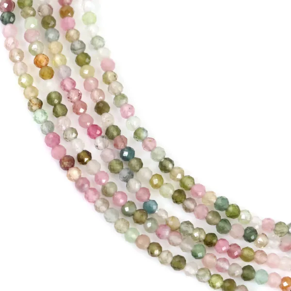 Watermelon Tourmaline round faceted 2mm x 39cm