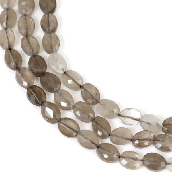 Faceted oval smoky quartz 6x8mm x 38cm