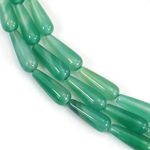 Ágata verde, gota, 6x17mm x 40cm