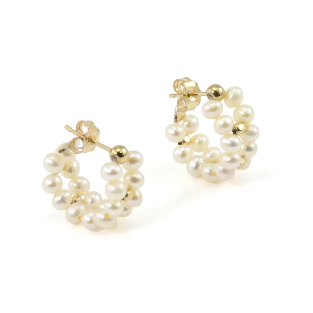 Boucles d'oreilles Perle de culture tressé - Gold Filled x 2pcs