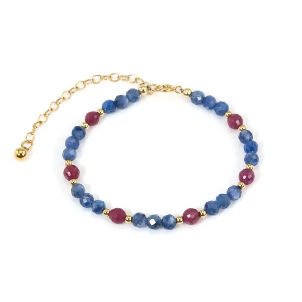 Cyanit & Rubin Armband - Gold Filled x 1 Stk.