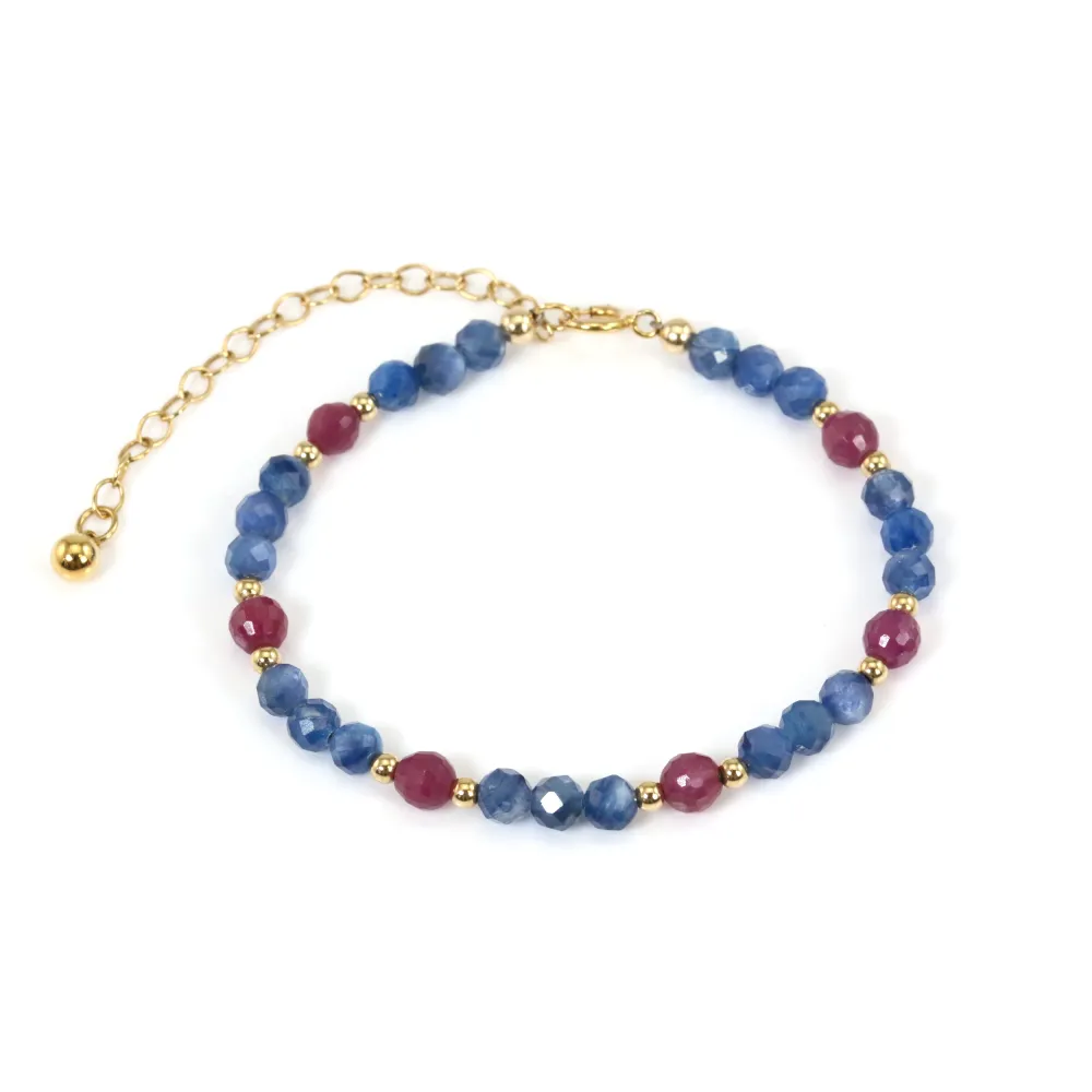 Bracelet Cyanite & Rubis - Gold Filled x 1pc