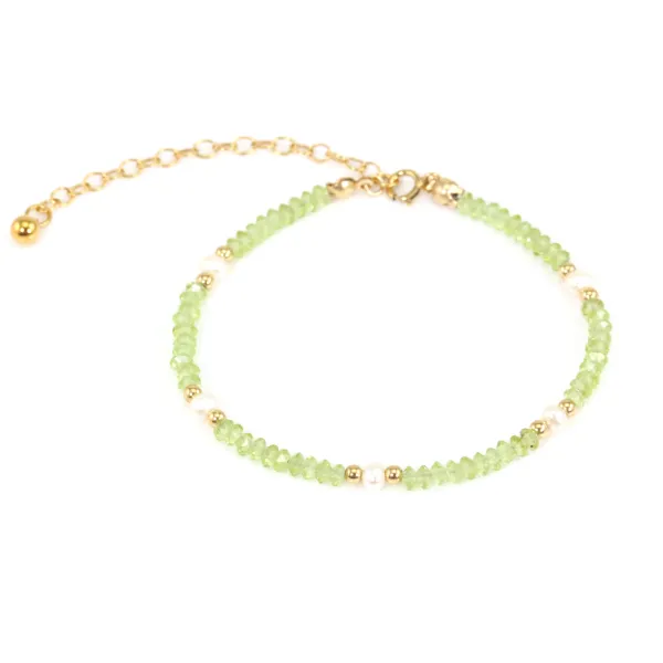 Pulsera Peridoto y Perla cultivada - Gold Filled x 1pc