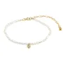 Pulseira coração & pérola de cultura - óxido de zircônio & Gold Filled x 1pc
