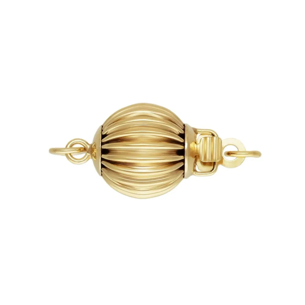 Striped ball clasp to clip 8mm - Gold Filled x 1pc