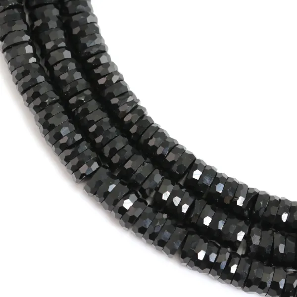 Obsidiana negra rondella heishi facetada 2x6mm x 38cm