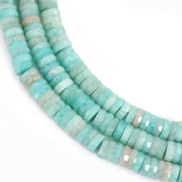Facettierte Heishi-Rondelle aus peruanischem Amazonit 2x6mm x 37cm