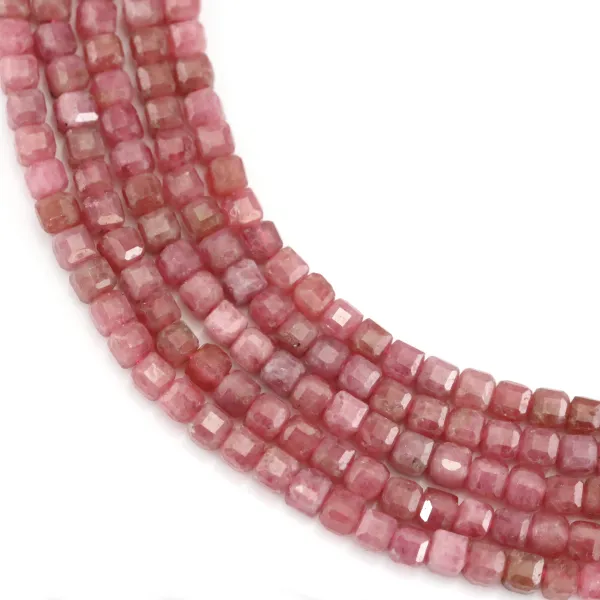 Rhodochrosite du Brésil cube facetté 3mm x 39cm